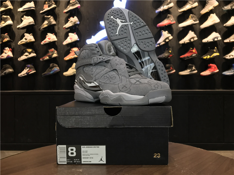 KAWS x Air Jordan 8 Cool Grey Shoes - Click Image to Close